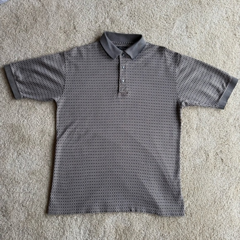 Croft & Barrow Men’s Polo Shirt Gray Pattern 100% Cotton Size M